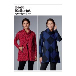 6634 BUTTERICK K TILTON  STRETCH KNIT PULLOVER LONG SLEEVE COLLAR TUNIC PATTERN 16-26